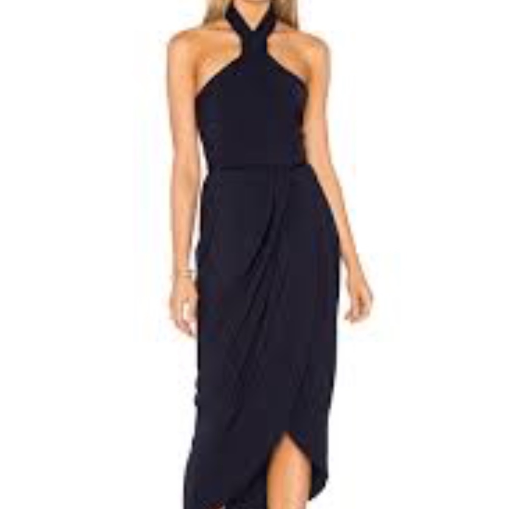 Shona Joy Knot Draped Dress Navy